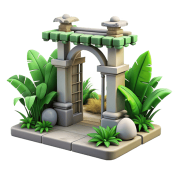 vibrant rustic Urban Jungle Park Entrance Isolated Element genuine png