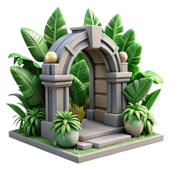 dramatic traditional Urban Jungle Park Entrance Isolated Element premium png