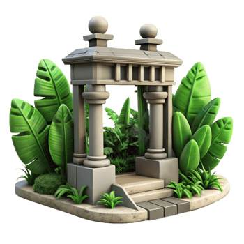 elegant traditional Urban Jungle Park Entrance Isolated Element high resolution png