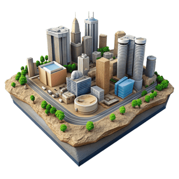 magnificent creative Urban Landscape Cutout Aerial View Transparent Background detailed png