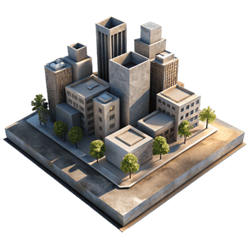 dramatic minimalist Urban Landscape with Shadow Effects Transparent Background professional png