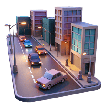 wonderful rustic Urban Traffic at Dusk Transparent Background Blurred Motion detailed png