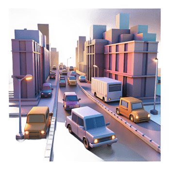 stunning artistic Urban Traffic at Dusk Transparent Background Blurred Motion high quality png