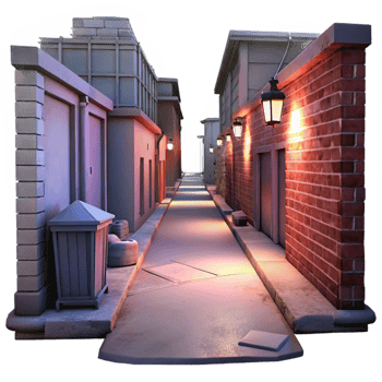 elegant minimalist Urban Twilight Alleyway Cutout with Dramatic Shadows authentic png