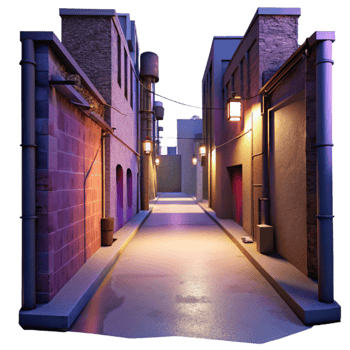 magnificent vintage Urban Twilight Alleyway Cutout with Dramatic Shadows premium png
