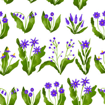 Spring colorful flower elements watercolor. Seamless pattern floral of wildflower, leaf branch, foliage. Repeated background. Hand drawn blossom loopable illustration for easter, thanksgiving png