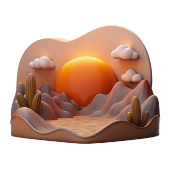 stunning creative Velvet Vista Sunset Landscape Cutout Transparent Background premium png