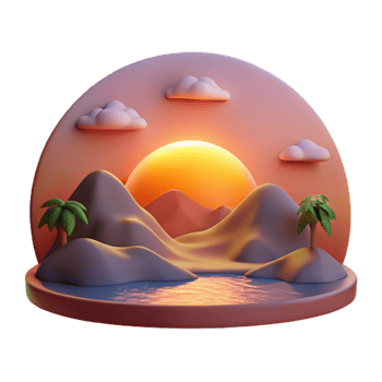 magnificent contemporary Velvet Vista Sunset Scene Cutout with Warm Light original png