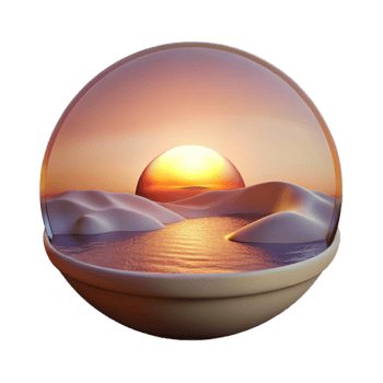vibrant classic Velvet Vista Sunset Scene Cutout with Warm Light detailed png