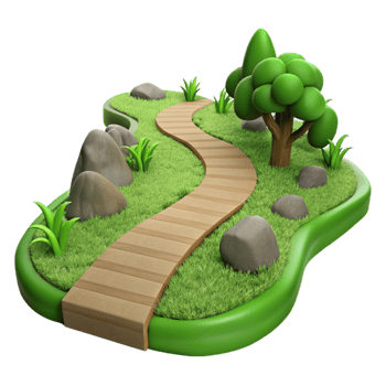 elegant contemporary Verdant Valley Path Cutout Isolated with Transparent Background premium png