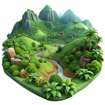 vibrant minimalist Verdant Valley Isolated Earthy Landscape Transparent Background high resolution png