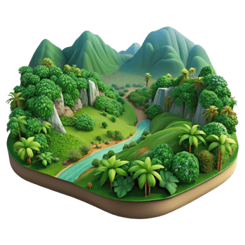 stunning contemporary Verdant Valley Isolated Earthy Landscape Transparent Background detailed png