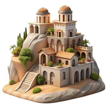 stunning rustic Vespera Hillside Cutout Soft Light and Detailed Architecture authentic png