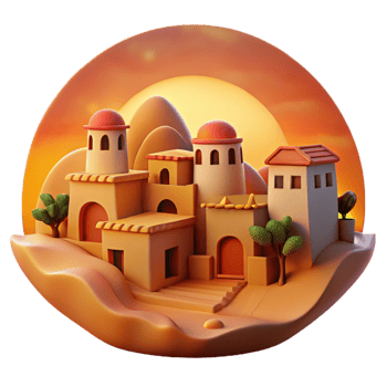 stunning modern Vespera Village Landscape Cutout Warm Orange Sunset exclusive png