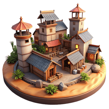 elegant modern Vespera Village Panorama Cutout Golden Hour Hues original png