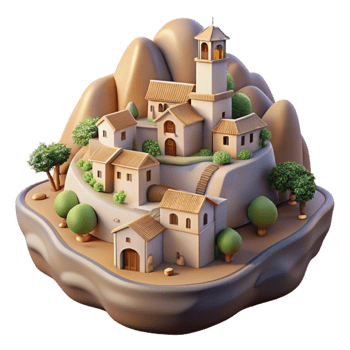 beautiful vintage Vespera Village Cutout Soft Evening Glow Isolated premium png