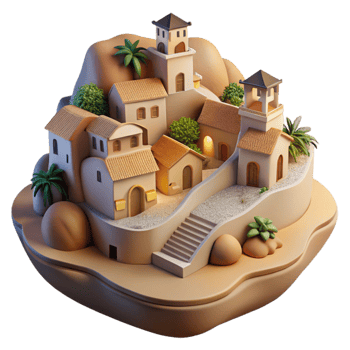 serene creative Vespera Village Cutout Soft Evening Glow Isolated authentic png