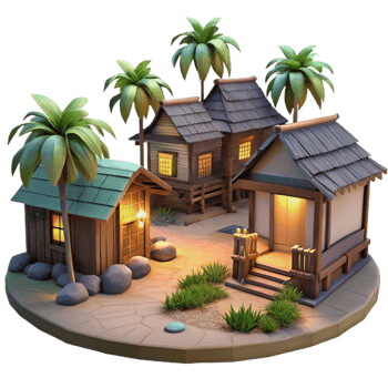 beautiful contemporary Vespera Village Scene Cutout Tranquil Evening View original png