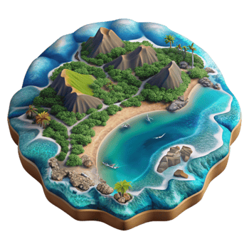 beautiful abstract Vibrant Kaleidoscope Coastline Cutout Aerial Perspective Transparent Background professional png