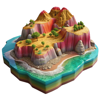 beautiful rustic Vibrant Kaleidoscope Shoreline Isolated Dramatic Coastal Cliffs authentic png