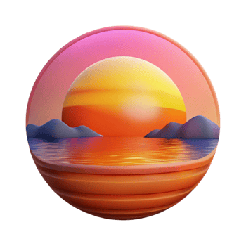 serene modern Vibrant Lake Sunset Cutout with Orange and Pink Hues genuine png
