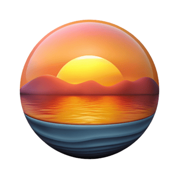 dramatic classic Vibrant Lake Sunset Cutout with Orange and Pink Hues png
