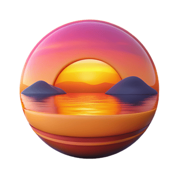 vibrant artistic Vibrant Lake Sunset Cutout with Orange and Pink Hues detailed png
