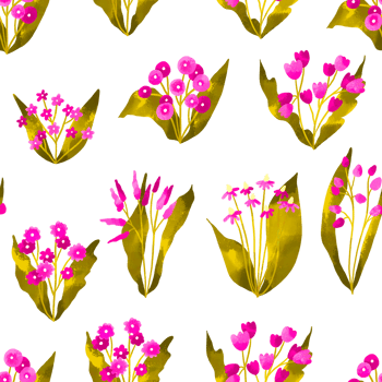 Seamless pattern of pink wild field flowers on isolated background. Watercolor flowers repeated background. Hand drawn isolated illustration png