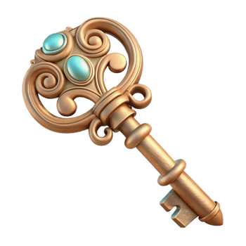 wonderful modern Vintage Key with Ornate Design Cutout Transparent Background high quality png
