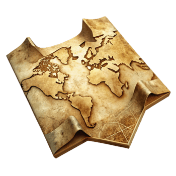 serene creative Vintage Map Texture with Faded Ink Isolated detailed png