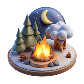 stunning creative Warm Embers Cutout Winter Night Scene original png