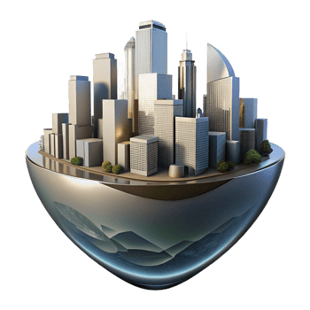 beautiful abstract Warped Cityscape Reflection Cutout Isolated authentic png