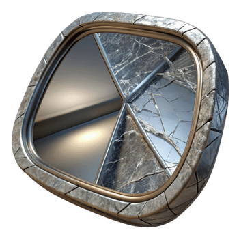 wonderful abstract Warped Reflection in Cracked Mirror Transparent Background professional png