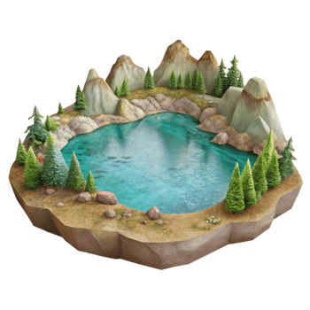 magnificent abstract Watercolor Lake Landscape with Transparent Background exclusive png