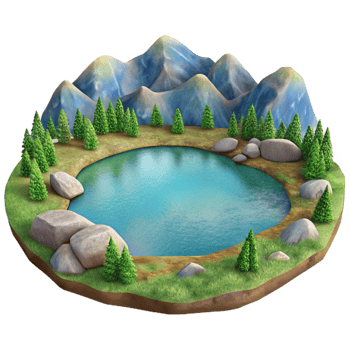 elegant contemporary Watercolor Lake Landscape with Transparent Background exclusive png