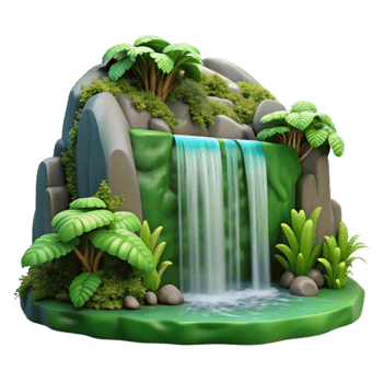 wonderful traditional Waterfall Isolated Lush Green Canopy Above premium png