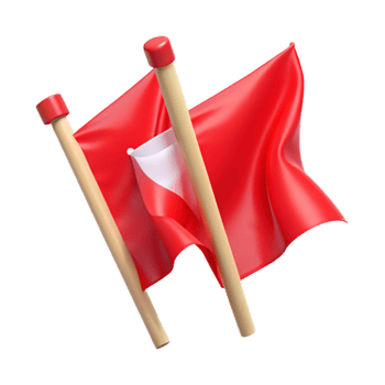 serene minimalist Waving Zephyr Zone Flags Cutout Bright Red Color Transparent Background authentic png
