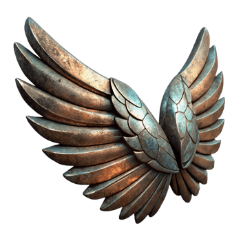 magnificent modern Weathered Iron Wings in Motion Isolated high resolution png