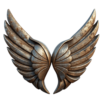 beautiful abstract Weathered Iron Wings in Motion Isolated professional png