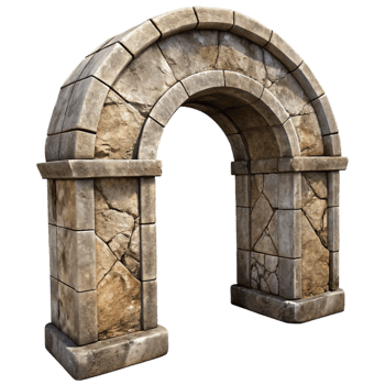impressive artistic Weathered Stone Arch Texture Isolated with Cracks and Scratches detailed png