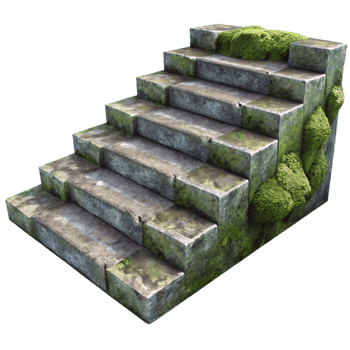 impressive classic Weathered Stone Steps Texture Isolated with Moss Detail professional png
