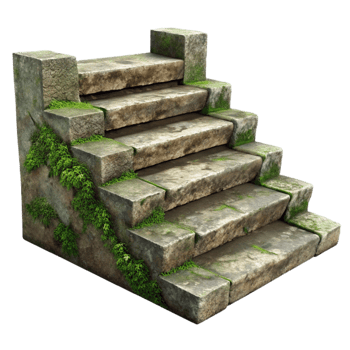 extraordinary contemporary Weathered Stone Steps with Moss Isolated Rustic Charm detailed png