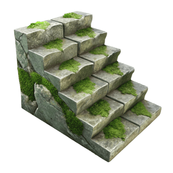 extraordinary rustic Weathered Stone Steps with Moss Isolated Rustic Charm professional png