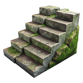 beautiful rustic Weathered Stone Steps with Moss Isolated Rustic Charm exclusive png