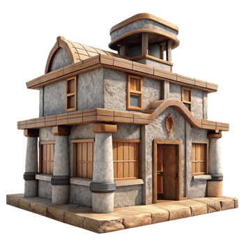 vibrant vintage Wind Crafted Aerthys Building Front View Isolated detailed png