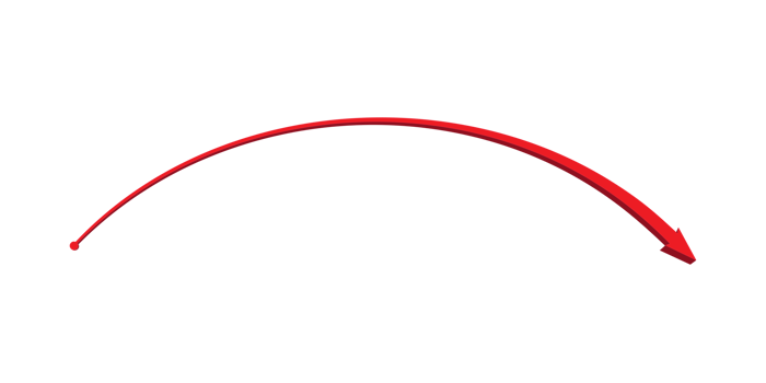 3d red color curve parabolic long arrow pointing right, left, or upward. png