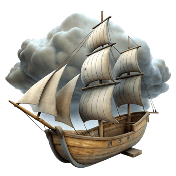 wonderful classic Windswept Schooner Isolated with Dramatic Lighting detailed png