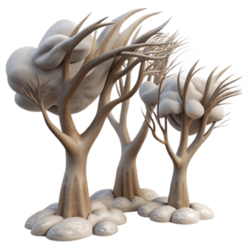 elegant contemporary Windswept Zephyr Zone Trees Transparent Background high resolution png
