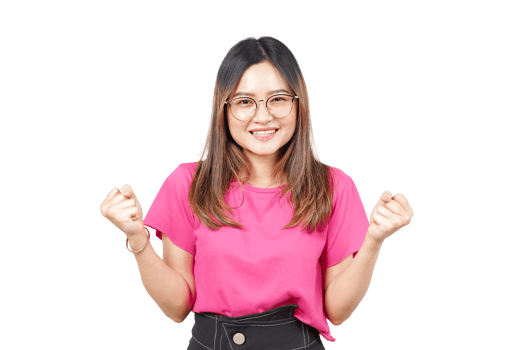 A woman in pink shirt and glasses is smiling png