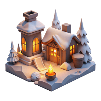 serene vintage Winter Embers and Shadows Cutout Warm Lighting professional png